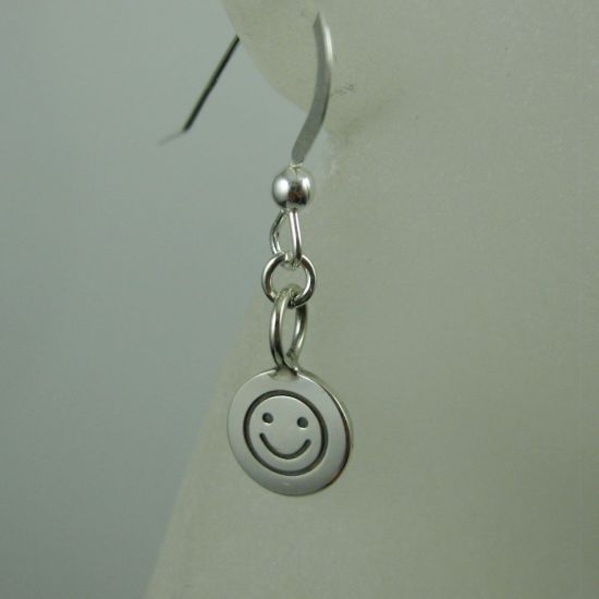 Wholesale 925 Sterling Silver Earrings- Happy Face Charm