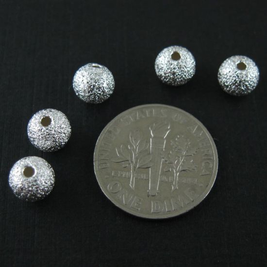 Wholesale Sterling Silver Findings - Textured Round Bead - 6mm ( 5 pcs) 