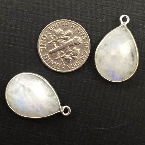 Wholesale Sterling Silver Teardrop Bezel Moonstone Gemstone Pendant, Wholesale Gemstone Pendants for Jewelry Making
