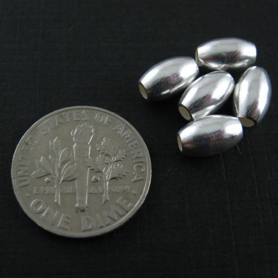 Wholesale Sterling Silver Smooth 8mm Oval Rice Shape Beads  for Jewelry Making, Wholesale Beads and Findings