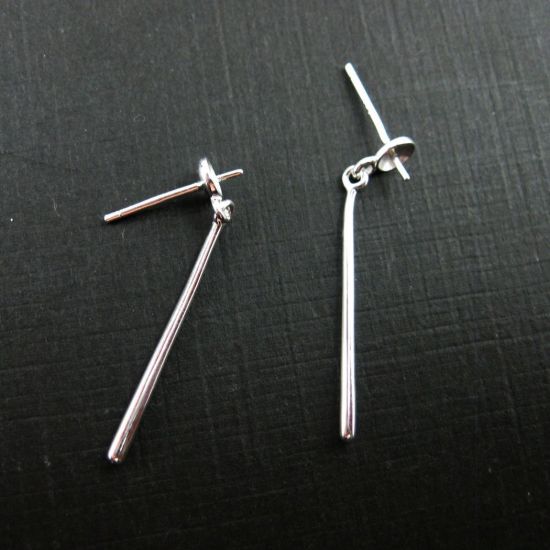 Wholesale Sterling Silver Long Bar Earwire with Post for Drilled Beads for Jewelry Making, Wholesale Earwire and Findings