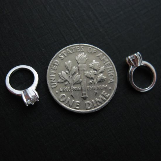 Wholesale Sterling Silver Promise Ring Charm with CZ Cubic Zirconia Stone, Charms and Pendants for Jewelry Making, Wholesale Findings