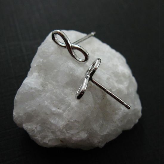 Wholesale Rhodium plated Sterling Silver Infinity Earring Studs for Jewelry Making, Wholesale Earwire and Findings