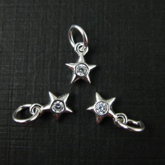 Wholesale Sterling Silver Tiny Star Charm with Cubic Zirconia, Charms and Pendants for Jewelry Making, Wholesale Findings
