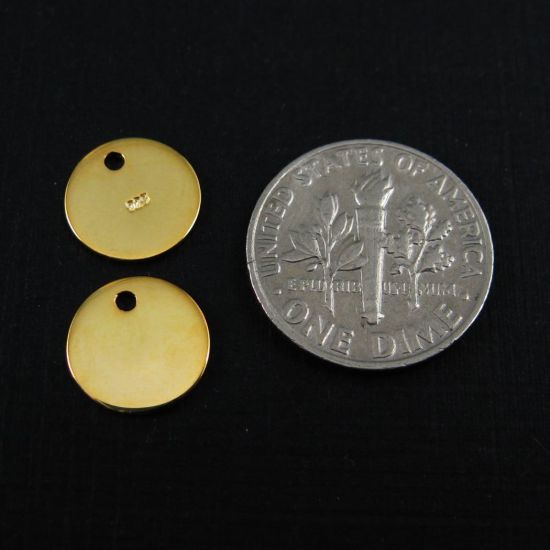 Wholesale Gold plated Sterling Silver Round 10mm Circle Charm Tag for Jewelry Making, Wholesale Earwire and Findings
