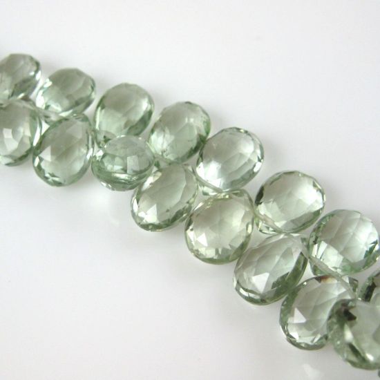 Wholesale Semiprecious Gemstone Beads -100% Genuine Green Amethyst Gemstone Bead Faceted Pear Shape - Grade A/B - 2 pieces