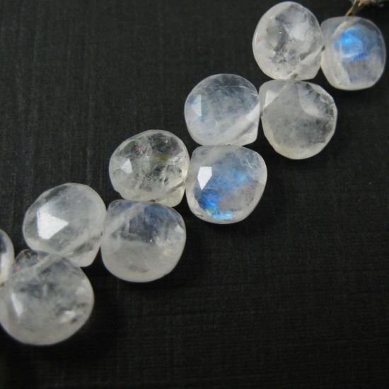 Wholesale June Birthstone-Semiprecious Gemstone Beads -100% Genuine Rainbow Moonstone Gemstone Bead Faceted Heart Shape Briolette- Grade AA (sold per strand)