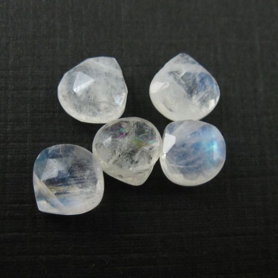 Wholesale June Birthstone-Semiprecious Gemstone Beads -100% Genuine Rainbow Moonstone Gemstone Bead Faceted Heart Shape Briolette- Grade AA (sold per strand)