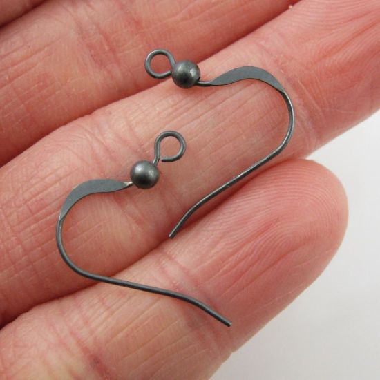 Wholesale Oxidized Sterling Silver Short Flat Fishhook with Ball for Jewelry Making, Wholesale Earwire and Findings