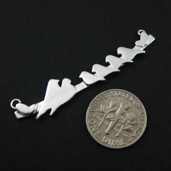 Wholesale Sterling Silver Bird perched on a Bar with 4 Baby Birds Pendant, Charms and Pendants for Jewelry Making, Wholesale Findings