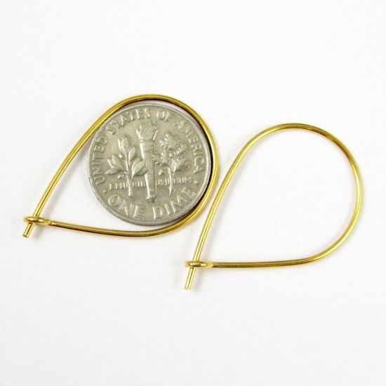 Wholesale 22K Gold Plated Sterling Silver Large Teardrop Earring Hoops - 30x20mm (1 pair)