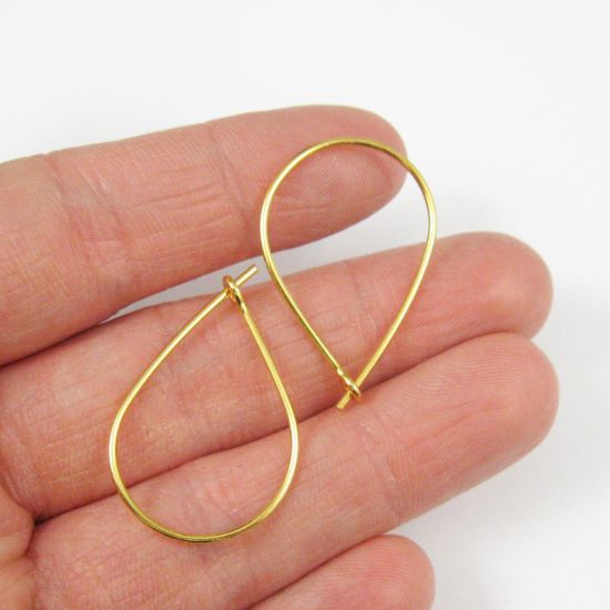 Wholesale 22K Gold Plated Sterling Silver Large Teardrop Earring Hoops - 30x20mm (1 pair)