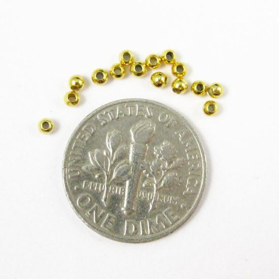 Wholesale Gold plated Sterling Silver  2mm Round Beads for Jewelry Making, Wholesale Beads and Findings