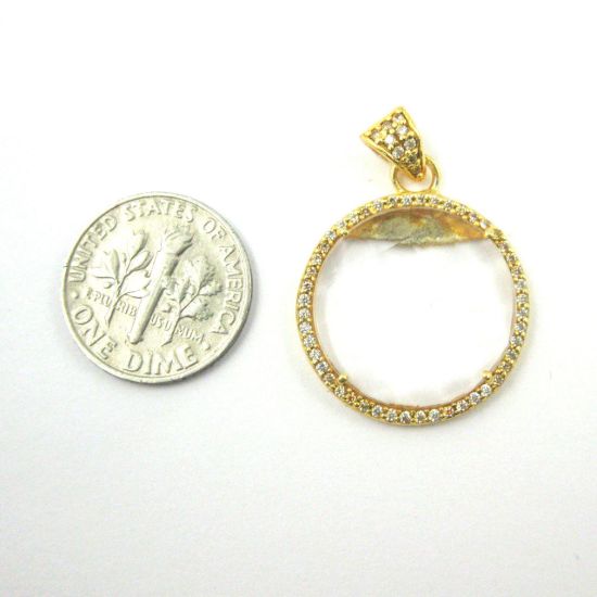 Wholesale Gold plated Sterling Silver Crystal Quartz Bezel Gemstone Round Pave Pendant, Wholesale Gemstone Pendants for Jewelry Making