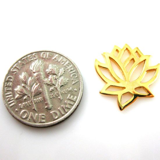 Wholesale 22k Gold Over Sterling Silver Lotus Flower Charm Pendant Connector (1 pc)