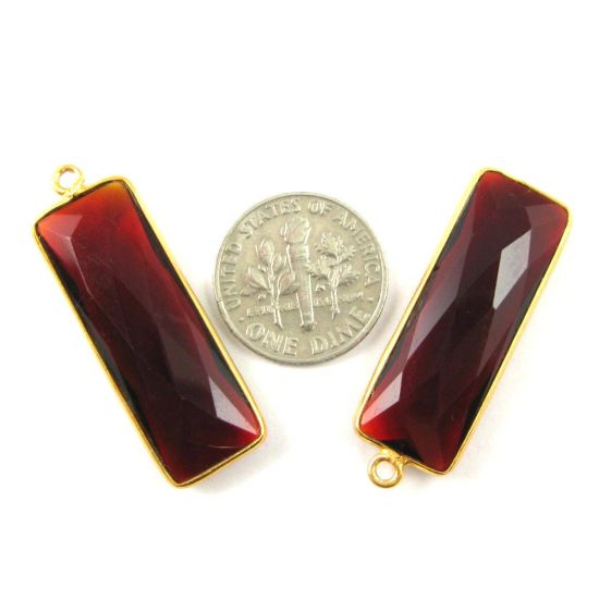Wholesale Gold plated Sterling Silver Rectangle Bezel Garnet Quartz Gemstone Pendant, Wholesale Gemstone Pendants for Jewelry Making