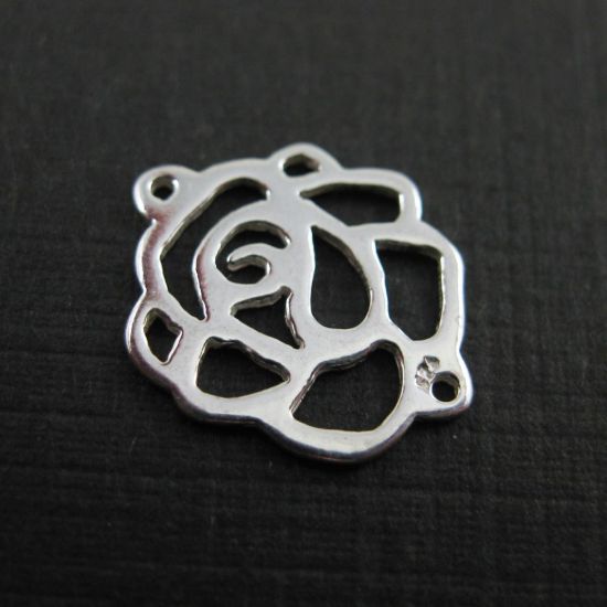 Wholesale Sterling Silver Rose Connector Charm, Charm and Pendants for Jewelry Making, Wholesale Findings