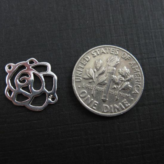 Wholesale Sterling Silver Rose Connector Charm, Charm and Pendants for Jewelry Making, Wholesale Findings