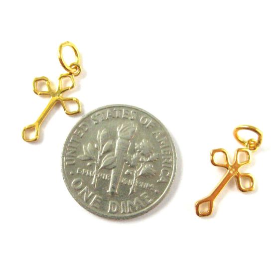Wholesale Gold plated Sterling Silver Fancy Cross Charm, Charms and Pendants for Jewelry Making, Wholesale Findings