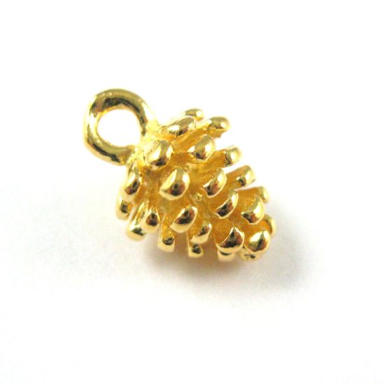 Wholesale Gold plated Sterling Silver Pine Cone Charm, Charms and Pendants for Jewelry Making, Wholesale Findings