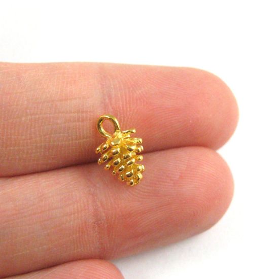 Wholesale Gold plated Sterling Silver Pine Cone Charm, Charms and Pendants for Jewelry Making, Wholesale Findings