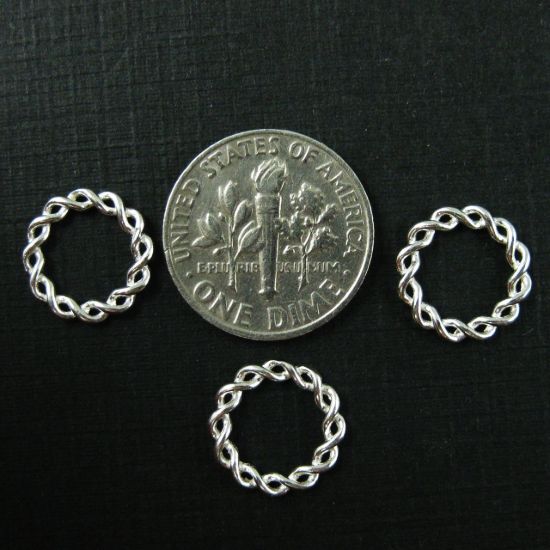 Wholesale Sterling Silver Twisted Closed 11.5mm Connector Link, Charms and Pendants for Jewelry Making, Wholesale Findings