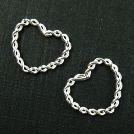 Wholesale Sterling Silver Twisted Heart Connector Link, Charms and Pendants for Jewelry Making, Wholesale Findings
