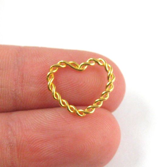 Wholesale Gold plated Sterling Silver Twisted Heart Connector Link, Charms and Pendants for Jewelry Making, Wholesale Findings