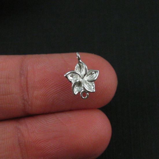 Wholesale Sterling Silver Fragapani Flower Connector  Charms and Pendants for Jewelry Making, Wholesale Findings