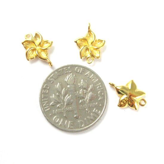 Wholesale Gold plated Sterling Silver Fragapani Flower Connector  Charms and Pendants for Jewelry Making, Wholesale Findings