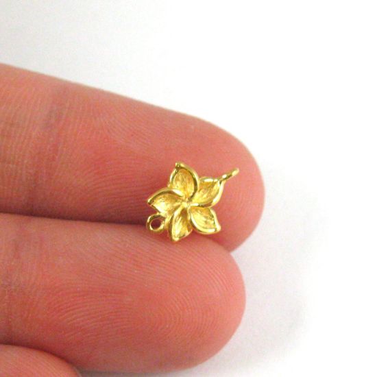 Wholesale Gold plated Sterling Silver Fragapani Flower Connector  Charms and Pendants for Jewelry Making, Wholesale Findings
