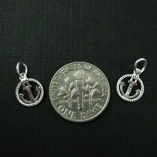 Wholesale Sterling Silver Anchor and Rope Round Charm, Charms and Pendants for Jewelry Making, Wholesale Findings