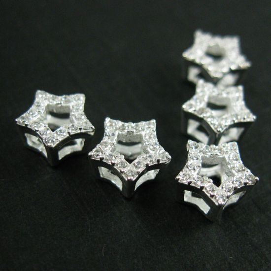 Wholesale Sterling Silver Tiny Star Connector Charm with CZ Stone , Charms and Pendants for Jewelry Making, Wholesale Findings
