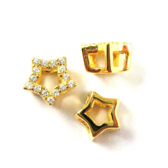 Wholesale Gold Plated Sterling Silver Tiny Star Connector Charm with CZ Stone , Charms and Pendants for Jewelry Making, Wholesale Findings