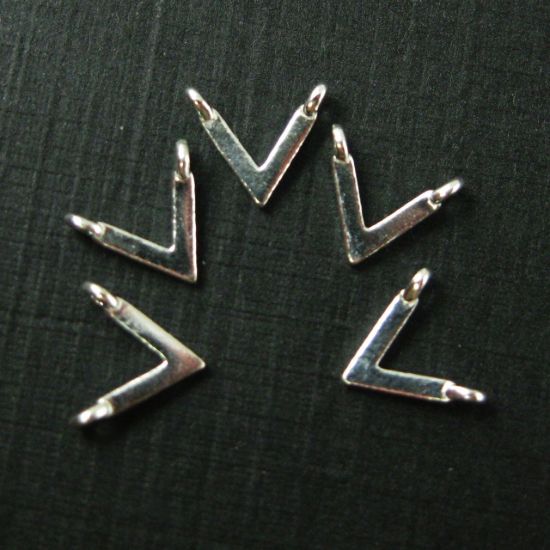 Wholesale Sterling Silver Chevron Point Connector Charm, Charms and Pendants for Jewelry Making, Wholesale Findings