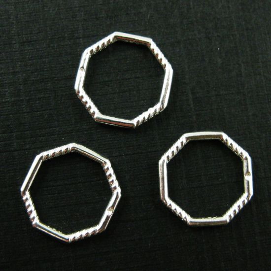 Wholesale Sterling Silver Octagon Closed Ring Connector 11mm, Charms and Pendants for Jewelry Making, Wholesale Findings