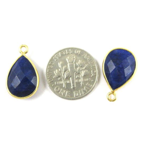 Wholesale Gold plated Sterling Silver Small Teardrop Bezel Blue Sapphire Dyed  Gemstone Pendant, Wholesale Gemstone Pendants for Jewelry Making