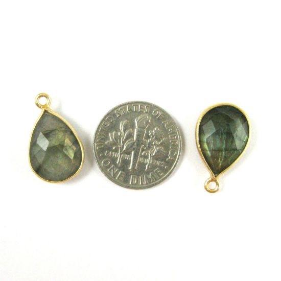 Wholesale Gold plated Sterling Silver Small Teardrop Bezel Labradorite Gemstone Pendant, Wholesale Gemstone Pendants for Jewelry Making