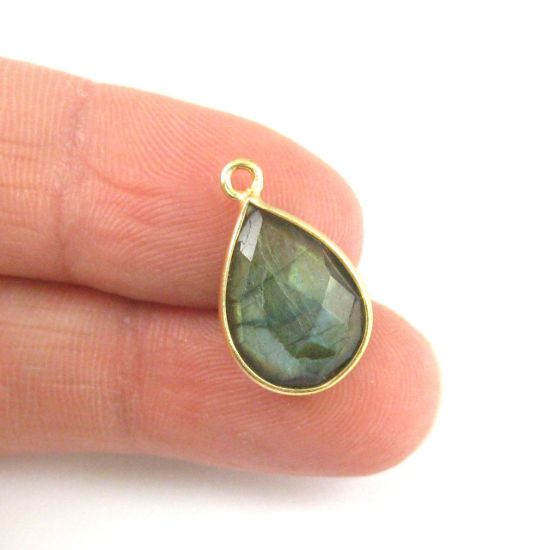 Wholesale Gold plated Sterling Silver Small Teardrop Bezel Labradorite Gemstone Pendant, Wholesale Gemstone Pendants for Jewelry Making