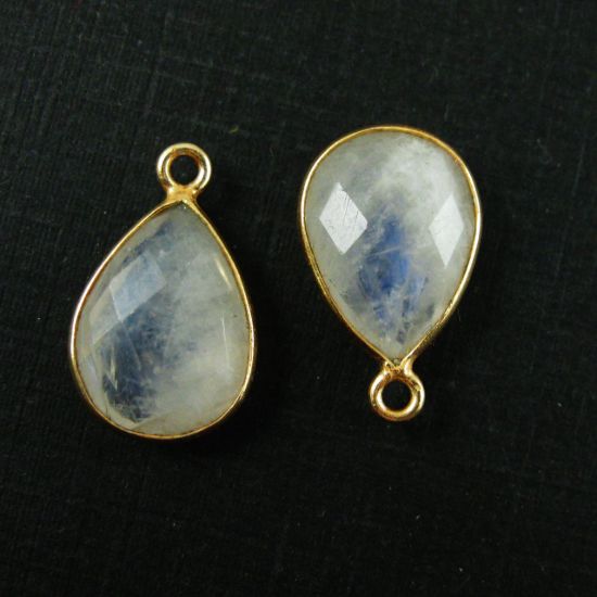 Wholesale Gold plated Sterling Silver Small Teardrop Bezel Moonstone Gemstone Pendant, Wholesale Gemstone Pendants for Jewelry Making