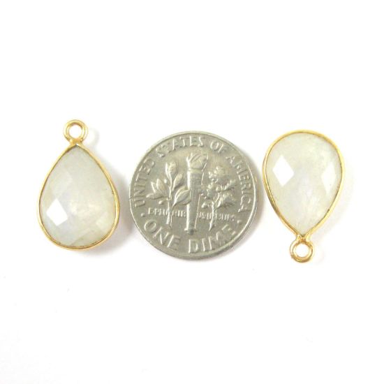 Wholesale Gold plated Sterling Silver Small Teardrop Bezel Moonstone Gemstone Pendant, Wholesale Gemstone Pendants for Jewelry Making
