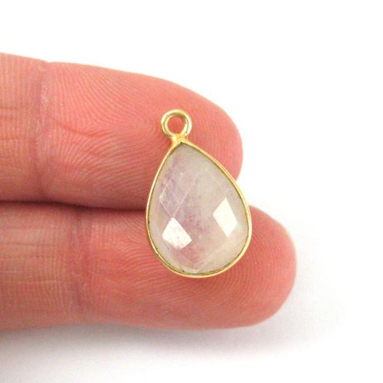 Wholesale Gold plated Sterling Silver Small Teardrop Bezel Moonstone Gemstone Pendant, Wholesale Gemstone Pendants for Jewelry Making