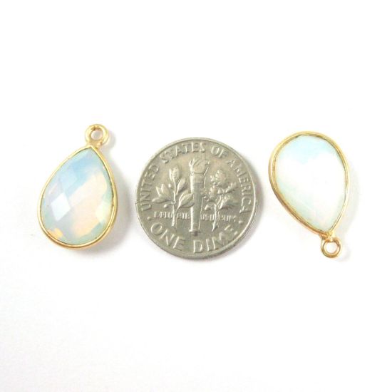 Wholesale Gold plated Sterling Silver Small Teardrop Bezel Opalite Quartz Gemstone Pendant, Wholesale Gemstone Pendants for Jewelry Making