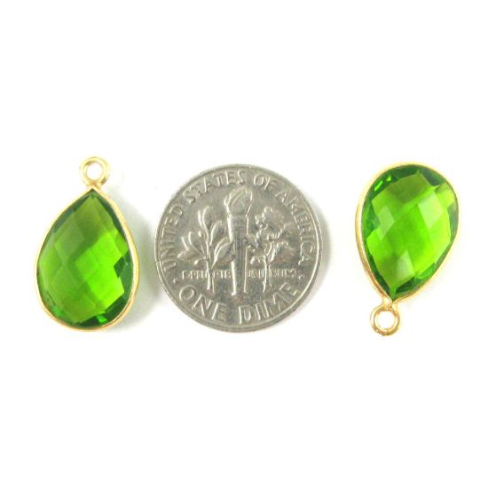 Wholesale Gold plated Sterling Silver Small Teardrop Bezel Peridot Quartz Gemstone Pendant, Wholesale Gemstone Pendants for Jewelry Making