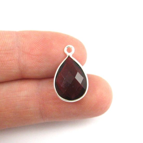 Wholesale Bezel Gemstone Pendant -Sterling Silver Bezel Gemstone 10x14mm Faceted Small Teardrop - Garnet Quartz