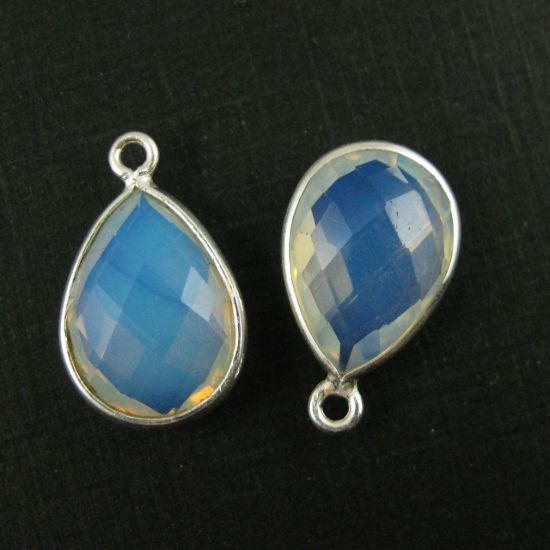 Wholesale Bezel Gemstone Pendant -Sterling Silver Bezel Gemstone 10x14mm Faceted Small Teardrop - Opalite Quartz -October Birthstone