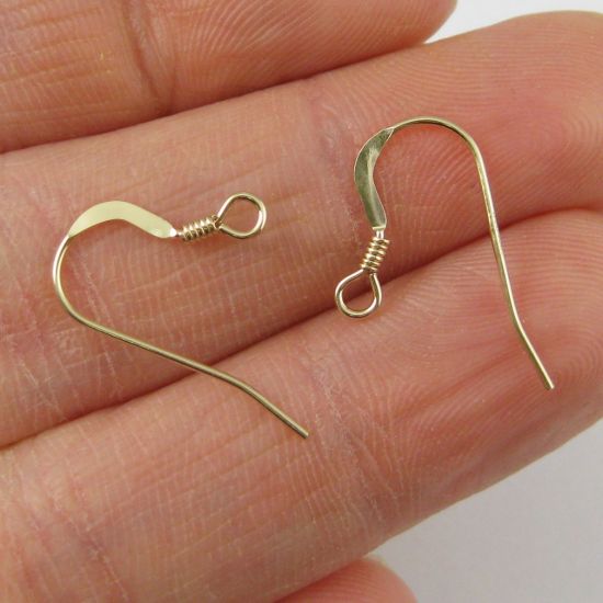 Wholesale Gold Filled Flat Fishhook with Coil for Jewelry Making, Wholesale Earwire and Findings