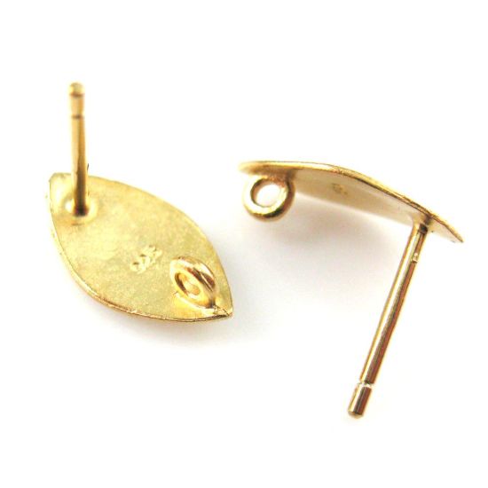Wholesale Gold plated Sterling Silver Textured Marquis Earwire for Jewelry Making, Wholesale Earwire and Findings