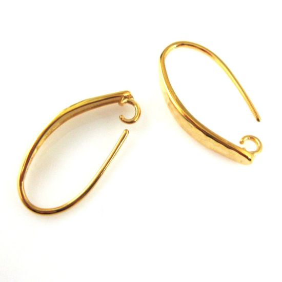 Wholesale Gold Over Sterling Silver Hammered Earwire - Jewelry Findings - Earring Findings - 24mm by 4mm (1 pair)