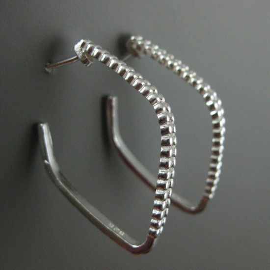 Wholesale Sterling Silver Diamond Shaped Beaded Hoops for Jewelry Making, Wholesale Earwire and Findings